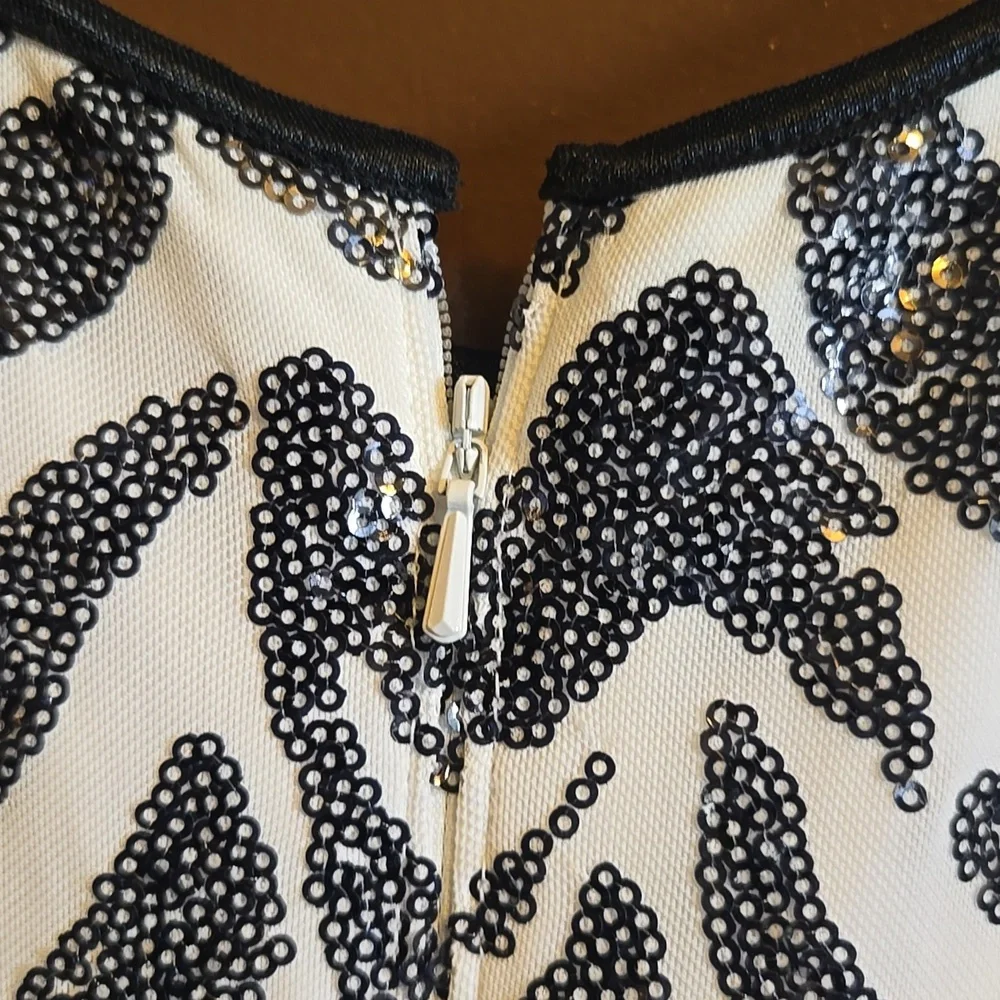 Sho-Blk/white sequin zebra print sleeveless dress Size S NWT. - Picture 8 of 9